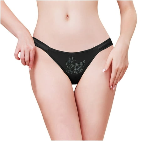 Panties for Women Clearance Women s Solid Color High Waisted Bikini Lace Ice Silk Underwear L