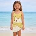 thumbnail image 2 of Kids Girls Two Piece Tankini Swimsuit Ice Cream Pattern Ruffled Skirt Bottom Bathing Suit Resort Swim Wear Outfit 4-8 Years Yellow, 2 of 6