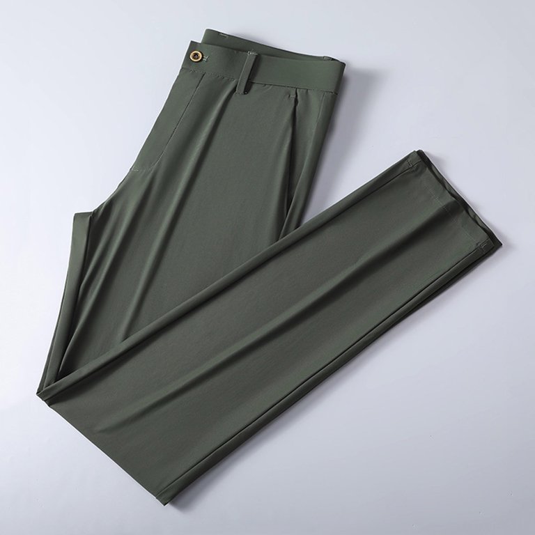 Iugvhana Straight Fit Dress Pants for Men Casual Business Flat Front Wrinkle  Free Comfort Stretch Pants Fashion Solid Color Versatile Trouser Army Green  M - Walmart.com