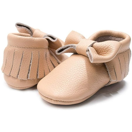 

Leather Baby Moccasins Hard Soled Tassel Crib Toddler Shoes for Boys and Girls