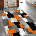 thumbnail image 2 of Kitchen Mats for Floor 3x5 Ft, Burnt Orange Black Geometric Non Slip Area Rugs for Kitchen Bedroom Entryway, Modern Abstract Art Block Washable Carpet Runner Rug Floor Mats for Bedroom Home Decor, 2 of 8