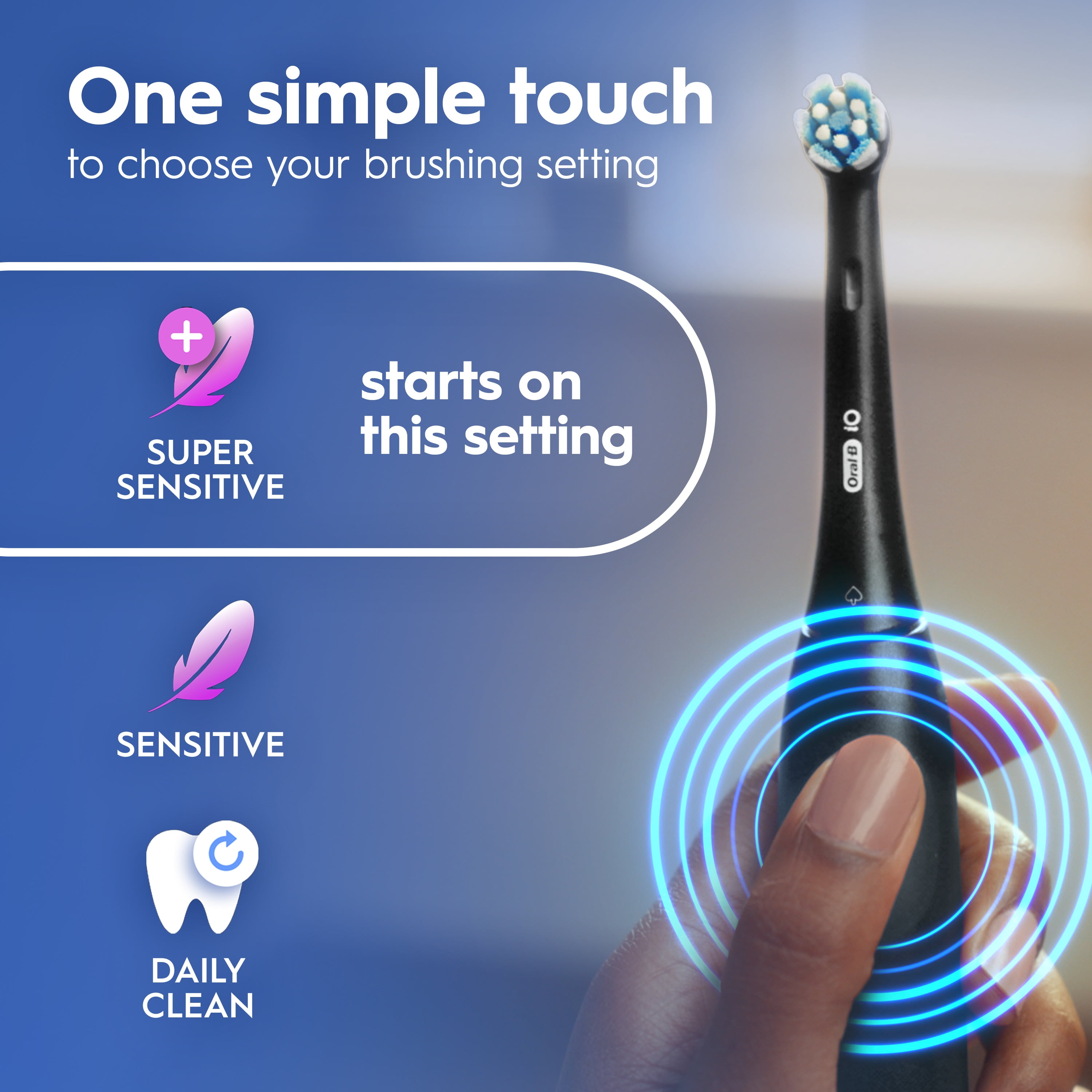 Oral-B iO Series 2 Rechargeable Electric Powered Toothbrush, Peach with 1 Gentle Care Brush Head - Automatic Pressure Sensor to Protect Gums - 3 Modes - 2 Min Timer