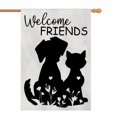 thumbnail image 1 of Bandera AOYEGO Welcome Friends House, 28 x 40 cm, con corte de arpillera y perro, 1 of 5