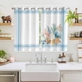 thumbnail image 2 of Blue Coastal Kitchen Curtains Window Panels, Nautical Starfish Eucalyptus Leaf Coral Striped Insulated Window Treatment Curtain, Grommet Curtains for Bedroom/Living Room/Bathroom, 2 Piece 52"Wx63"L, 2 of 8