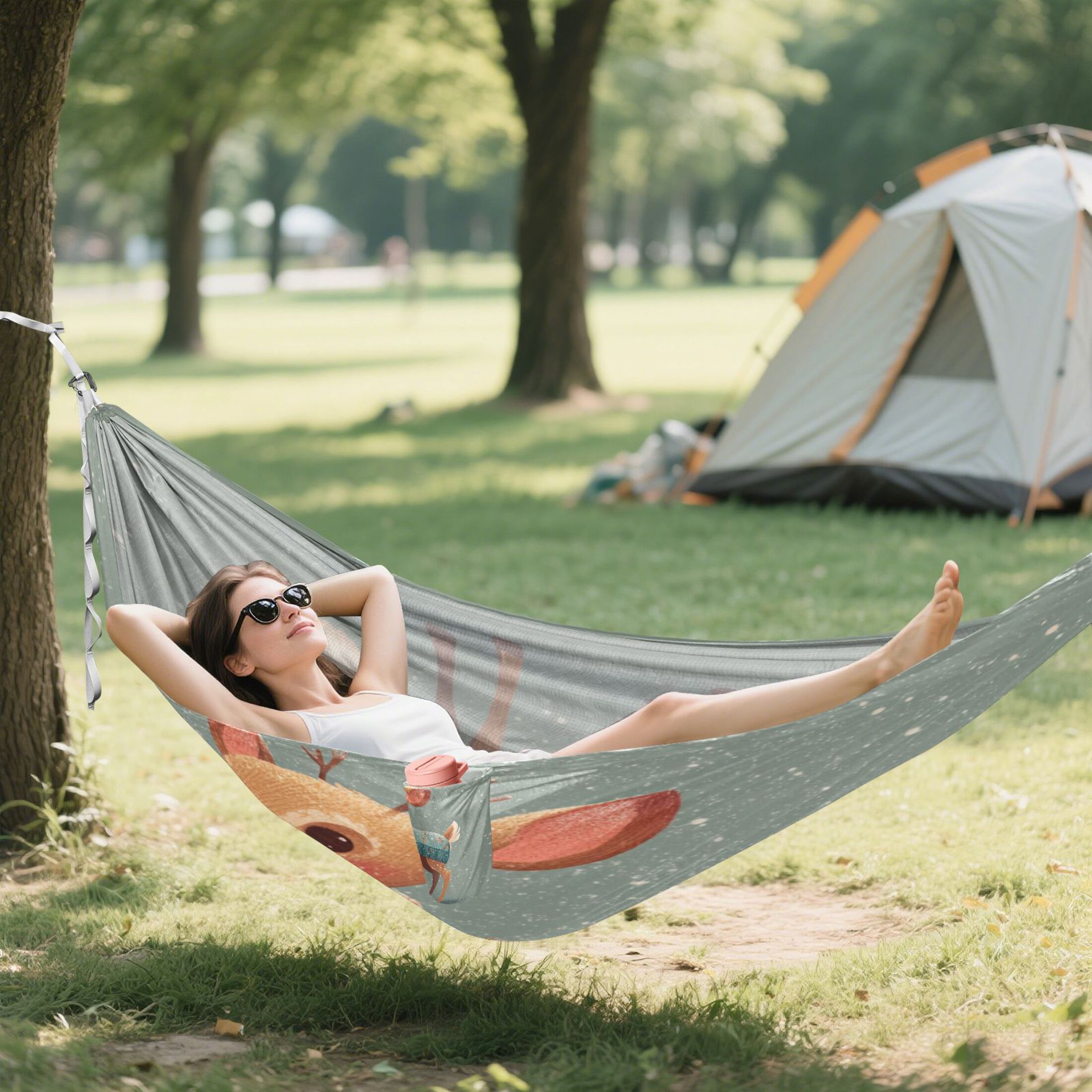 Hammock Camping Hammock Nylon Portable Hammock Travel Camping Hammock Cute Christmas Deer
