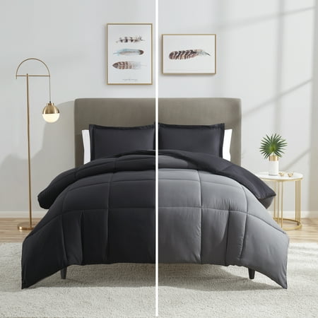 Nestl Reversible Comforter Set, Queen/Full Comforter Set, Black/Grey ...