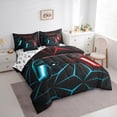 thumbnail image 4 of Feelyou Cartoon Game Console Twin Bedding Sets 7-Piece for Kids, Neon Glowing Honeycomb Bedding Comforter Set, Cyan Red Gaming Gamer Reversible Sheet Sets, Lightweight Room Decor, 4 of 9
