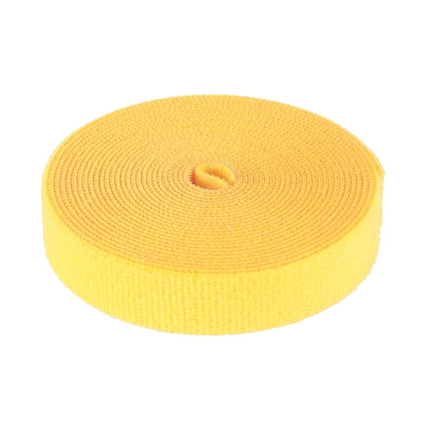 Bridas adhesivas reutilizables de 1 m con cierre de velcro para sujetar cables en casa, oficina, tabletas, PC, TV y dispositivos electrónicos (amarillas).