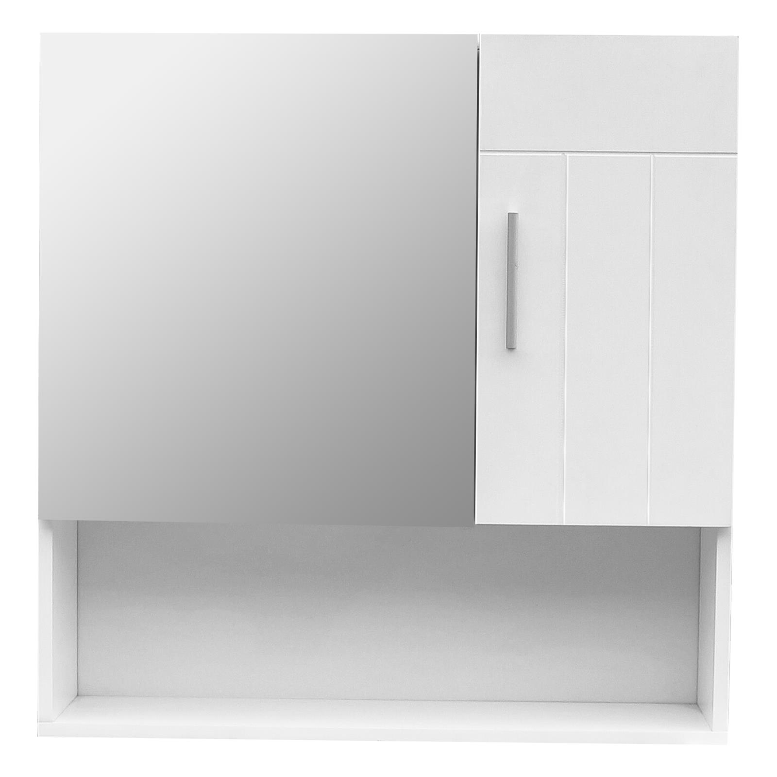 GoDecor Wall Storage Cabinet with mirror Doors and Shelf, Mirrored Wall Mounted Medicine Cabinet for Bathroom, White - image 5 of 5