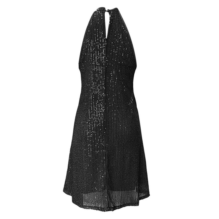 Women Casual Solid Sequin Sleeveless A Line Dress Fashion Loose Dress Long  Dress with Pockets Women's Wrap Dress Long Sleeve Casual Dress for Women  Ladies Causal Dresses Cute Dresses with Pockets -