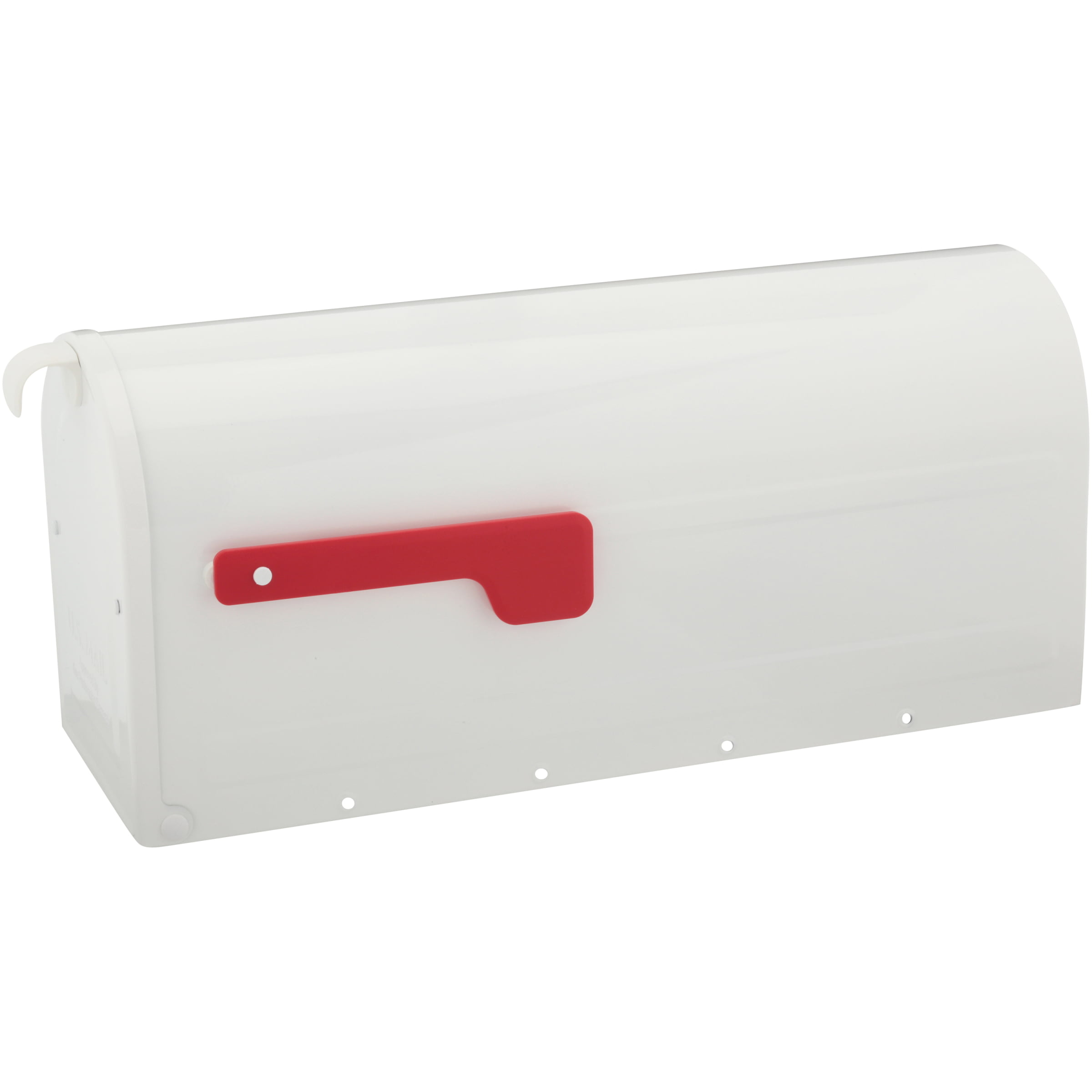 Medium Architectural Mailboxes 7600BE Blue with Red Flag MB1 Post Mount Mailbox 