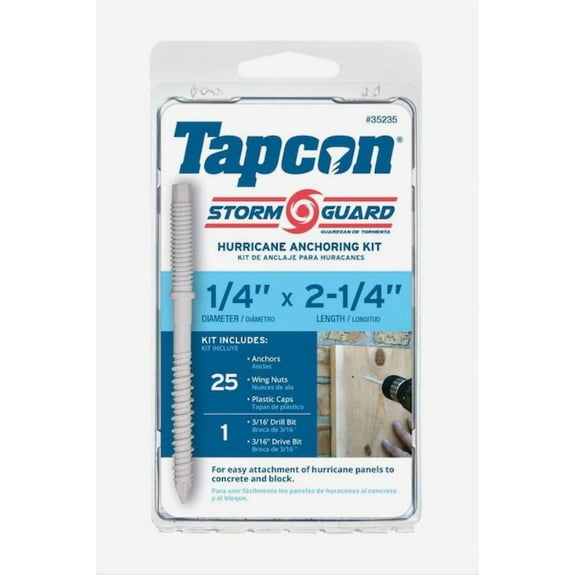 Tapcon 1/4 in. x 2-1/4 in. Hex Nut Concrete Anchor Storm Guard Hurricane Anchoring Kit 25CT