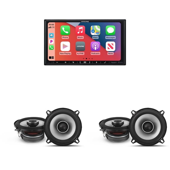 Alpine iLX-407 7-Inch Multimedia Receiver Apple Carplay and Android Auto & 2 Pairs Alpine S2-S50 Type S 5.25" Coax Speakers