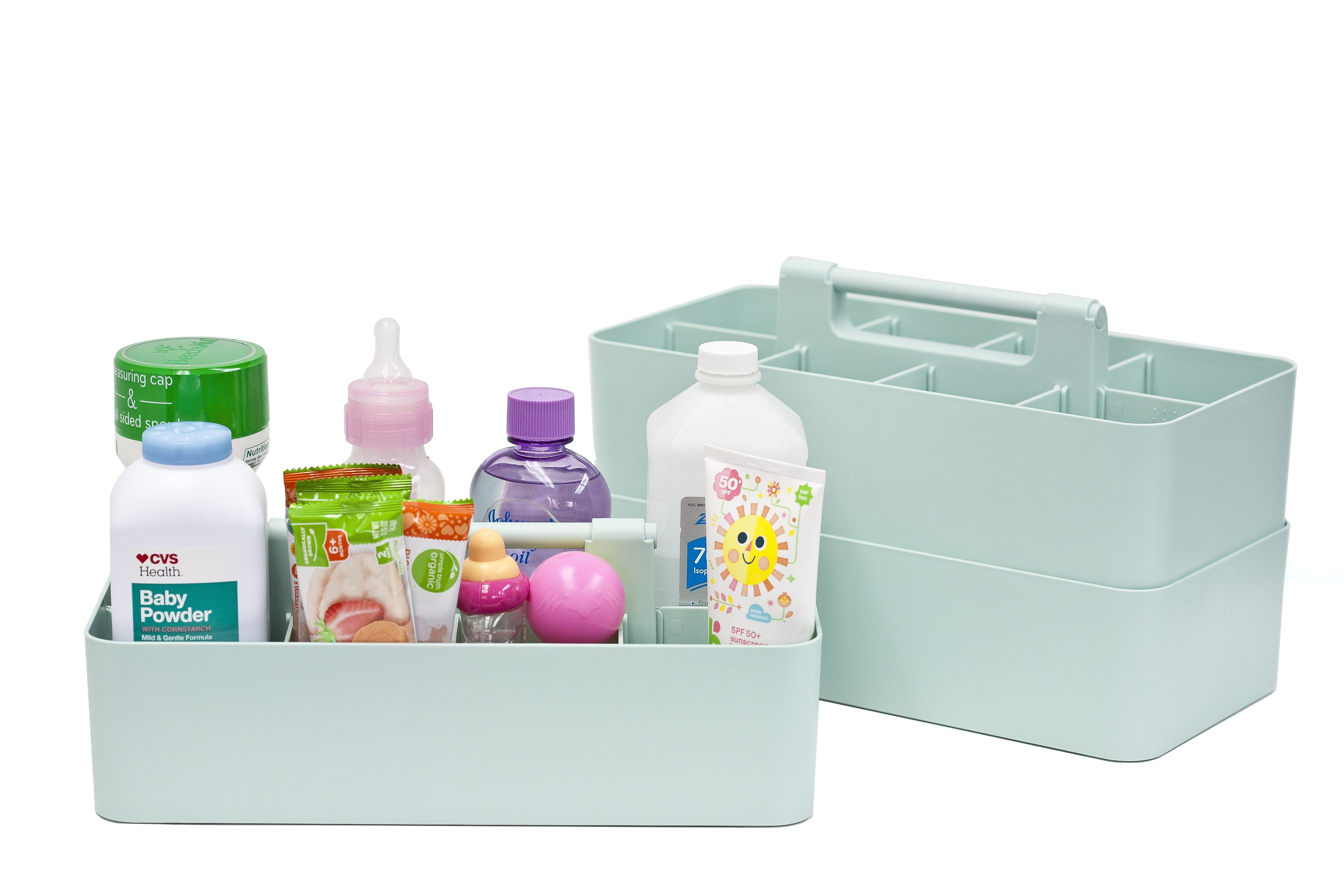 Enjoy Organizer Plastic Caddy Storage Baskets with Handles, 3 Pack, Mint Made In USA
