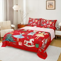 Manfei Vintage Nutcracker Twin Sheet Set,Xmas,Girls Xmas Tree,3-Piece Ultra Soft
