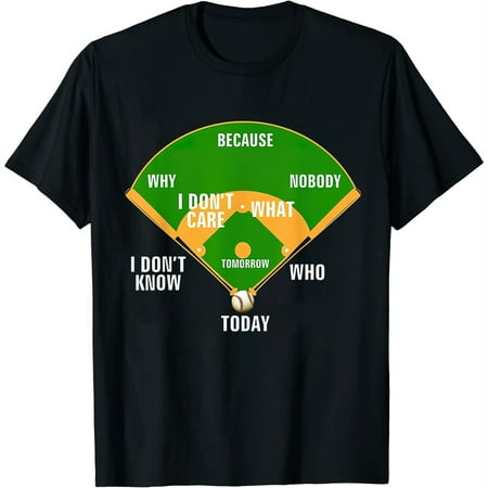 Womens Who s On First? Baseball Diamond Fielding Card Funny Gift T-Shirt Black 2XL