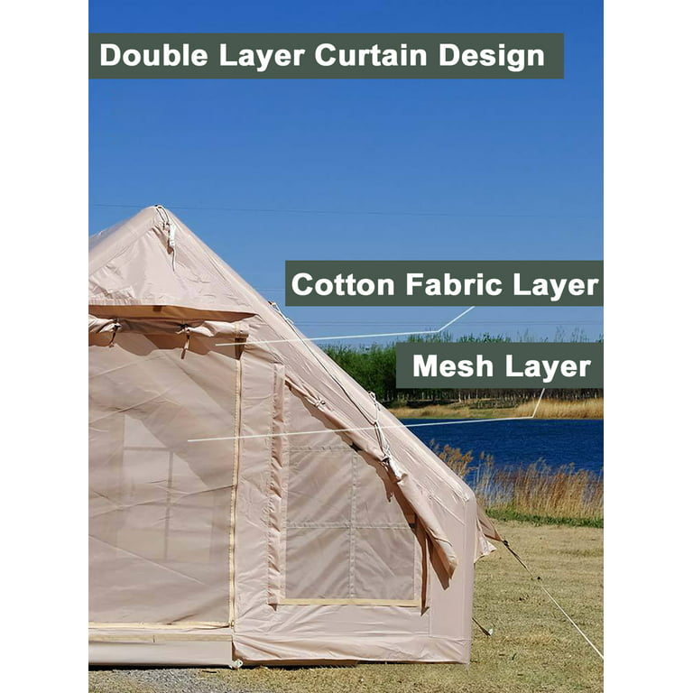  Inflatable Camping Tents with Pump, Air Glamping Tents, Easy  Setup Waterproof and Windproof Blow up Tent, 4 Seasons Oxford Cabin Tent  with Mesh & Chimney Window. (Small) : Sports & Outdoors