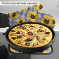 thumbnail image 5 of Golden Yellow Sunflowers Oven Mitts & Pot Holders 2pcs Blue Plaid Decorative Kitchen Heat Resistant Non-Slip Potholders Set for Women Cooking Baking Gifts, 5 of 6