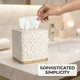 thumbnail image 6 of Decozen Bathroom Accessories Set of 6 Includes Soap Lotion Dispenser, Tooth Brush Holder, Soap Dish, Tumbler, Vanity Tray, and Tissue Box - White Gold, 6 of 6