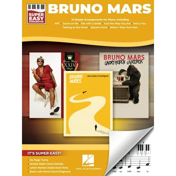 Bruno Mars - Super Easy Songbook: 15 Simple Arrangements for Piano with Lyrics, (Paperback)