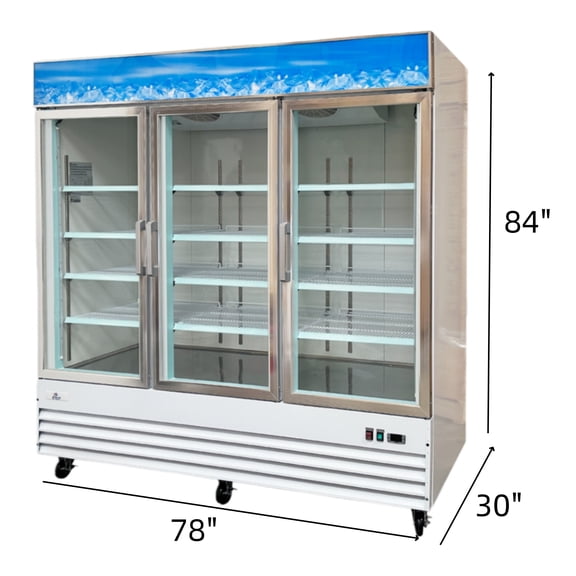 Cooler Depot 53 Cu. Ft. 78.3 Inches 3 Glass Door Commercial Beverage Display Refrigerator