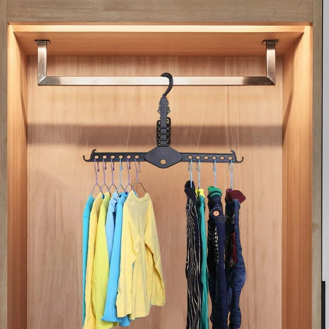 Xihbxyly Percha de Viaje Plegable, Organizador Compacto, Gancho Ajustable, Portátil y Práctico, Secado Rápido, Ideal para Acampar En Familia, Diseño Compacto, Color Verde, Amarillo y Rojo, 46,5 X 32