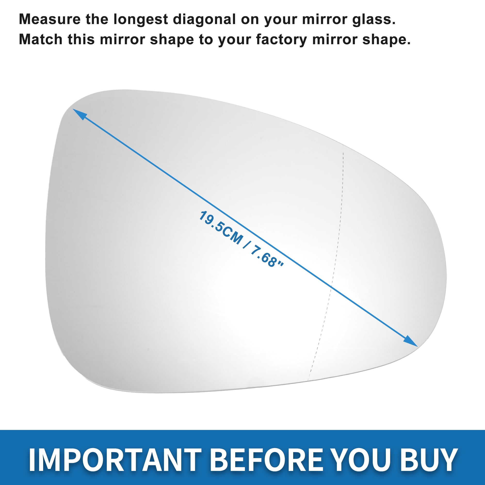 Unique Bargains Right Side Mirror Glass Replacement for Volkswagen Touareg 2010-2018