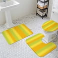 thumbnail image 3 of Green Yellow Gradient Bathroom Rugs Set Minimalist Art Ombre Striped Texture Non Slip Absorbent Soft Bath Mats 3 Piece Set with Bathroom Rug, U-Shaped Floor Mat, Toilet Seat Cover Large Size, 3 of 9