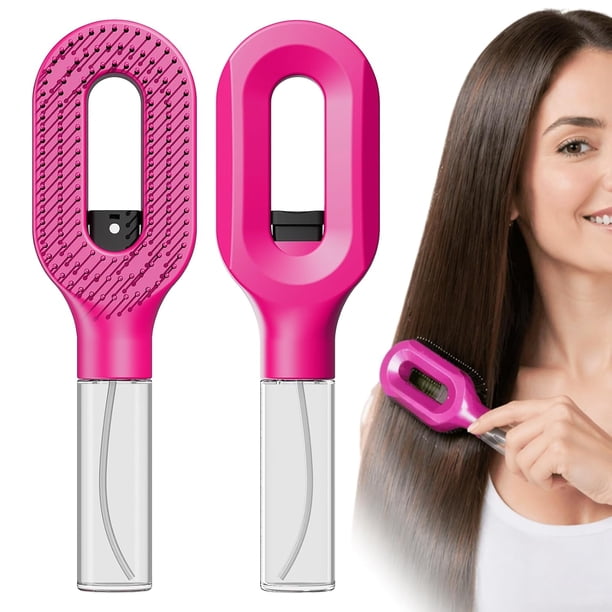 Purple Hair Brush with Water Spray, Fine Mist Detangling Tool for Natural Curly Coily Hair, Anti-Frizz Wet & Dry Styling for Textured Hair Care(1, Purple)