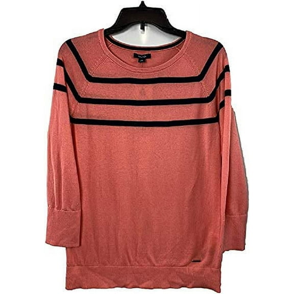 Nautica Women's Striped Cotton Sweater (Pale Coral, Small)