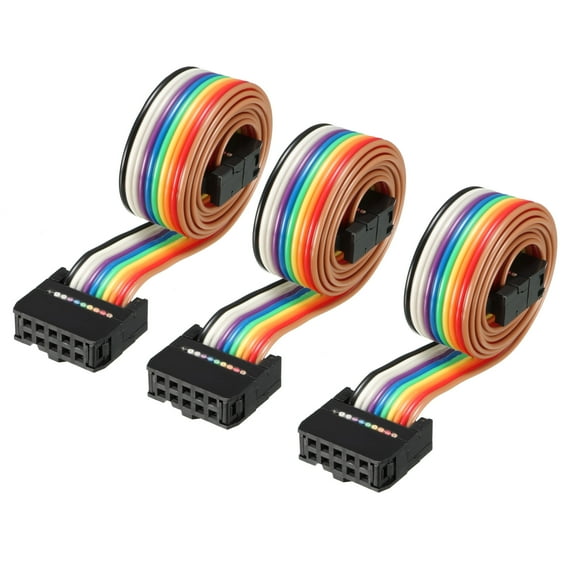 IDC 10P Wire Flat Rainbow Ribbon Cable 48cm 2.54mm Pitch 3pcs