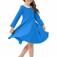 thumbnail image 2 of Ashirexll Girls Dresses Size 10-12, Girls Long Sleeve Dress, Long Sleeve Fall Dress Fashion Children Solid Color Doll Neck Dress Casual Plowy Dress, 2 of 5