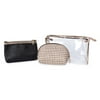 Shop LC Set of 3 , Khaki Woven Pattern Transparent Cosmetic Bags (7.5,7, 6.5)