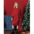 thumbnail image 2 of Oudiya Girls Sweater Dress Puff Long Sleeve Casual Cable Knit Pullover Winter Christmas Dresses for Kids 6-13Y, 2 of 7