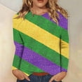 thumbnail image 3 of Craaazy Mardi Gras Tops for Women Fashion Carnival Print Round Neck Loose Long Sleeve Pullover Gifts, 3 of 5