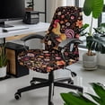 thumbnail image 2 of Whosucclay Rooster Chicken Flower Leaf Pattern Office Chair Cover, Removable Computer Office Chair Cover with Elastic Bottom Universal Rotating Desk High Back Seat Protective Chair Slipcovers-L, 2 of 7