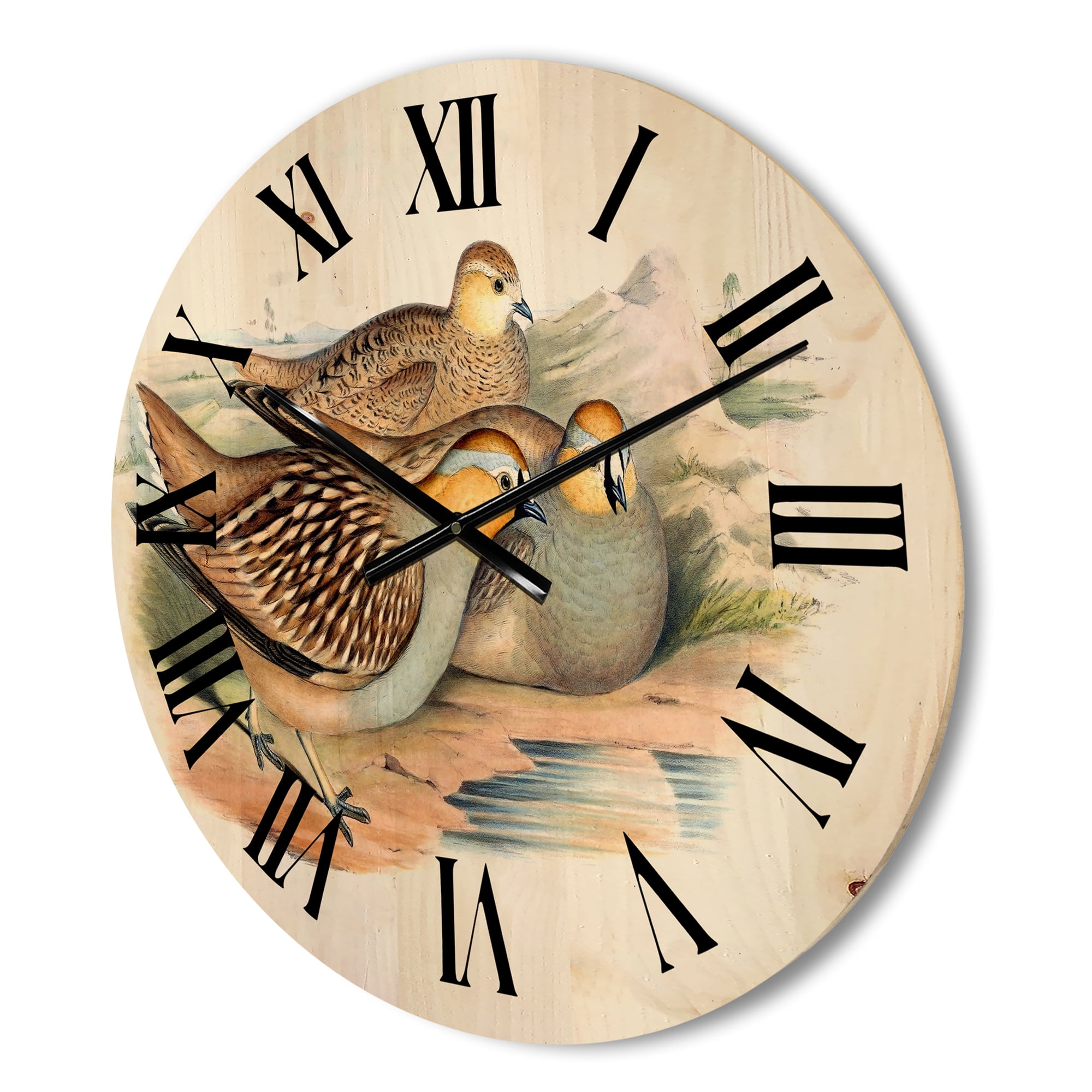 Designart 'Ancient Birds In The Wild III' Traditional Wood Wall Clock