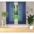 thumbnail image 2 of Gorgeous Home Linen Faux Silk Sheer Grommet Curtain Panels 108" x 63" Ruby Navy Blue., 2 of 5