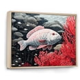 thumbnail image 2 of Designart "The Mysterious Crawl Of Black And Red Fish II" Coastal Coral Under Water Floater Framed Wall Art Living Room, 2 of 5