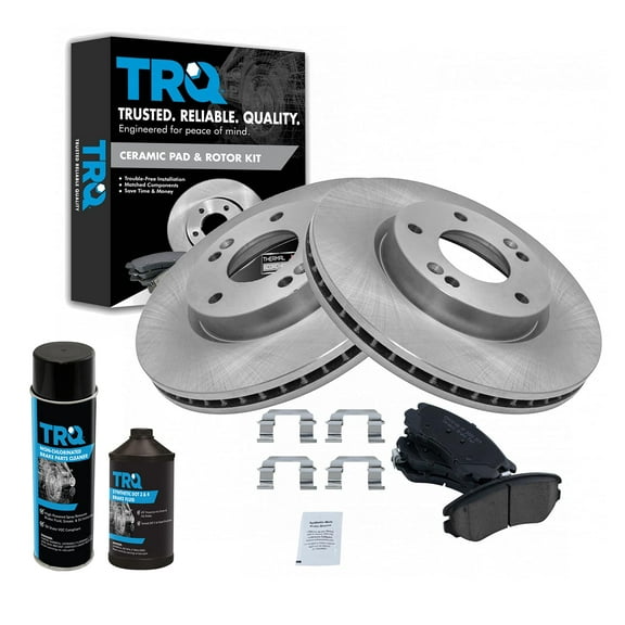 TRQ Front Ceramic Brake Pad & Disc Rotor Kit w/Chemicals BKA16603 Fits select: 2012-2013 KIA SOUL, 2006-2010 HYUNDAI SONATA