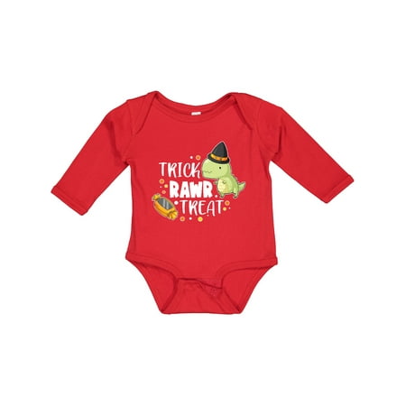 

Inktastic Halloween Trick Rawr Treat with Dinosaur Boys or Girls Long Sleeve Baby Bodysuit