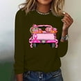 thumbnail image 5 of CLOISE Breast Cancer Shirts Women Long Sleeve Crewneck Shirts Ribbon Oversized Breast Cancer Fight Tops Cute Comfy Tshirts Cancer Survivor Gifts Outfits Army Green XL, 5 of 5