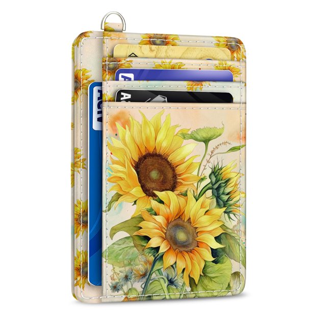 Tarjetero Yonlevres Sunflower de piel con bloqueo RFID