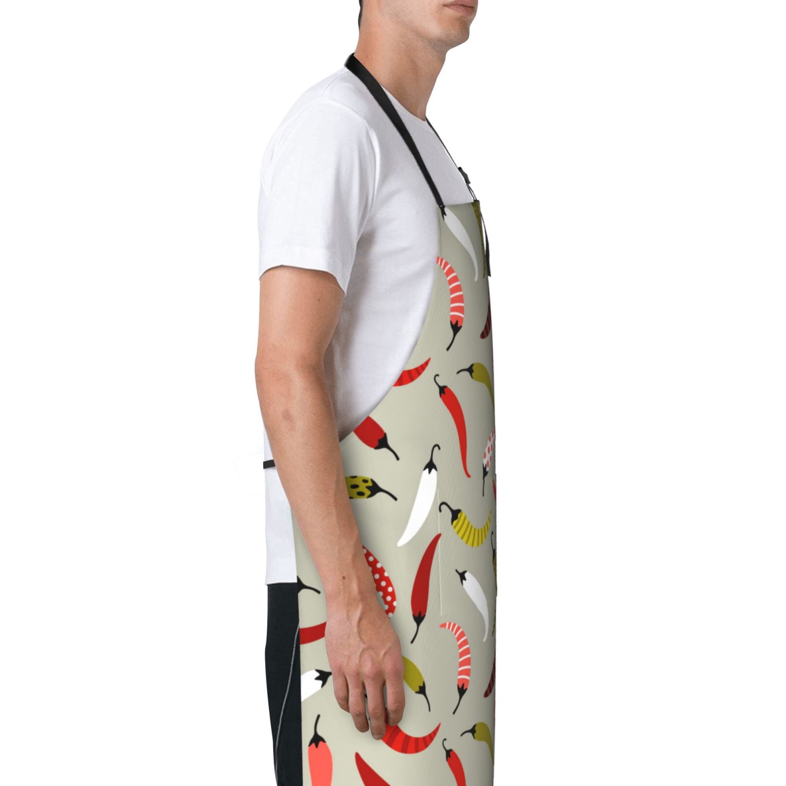 Naloa Colorful Chili Apron Kitchen Aprons with Pockets for Women Men Chef