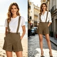 thumbnail image 6 of FAVIPT Dressy Shorts Rompers for Women Pull On Removable Suspenders Pockets Shorts High Waisted Business Work Casual Shorts 2026 Brown,M, 6 of 8