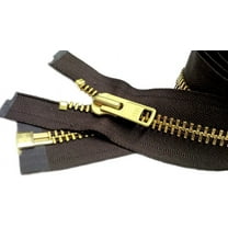 ZipperStop Wholesale Authorized Distributor YKK 25" Extra Heavy Duty Jacket Zipper (Special Custom) YKK #10 Brass Separating ~ Color 570 Sept. Brown (1 Zipper/pack)