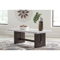 thumbnail image 2 of Signature Design by Ashley Burkhaus Traditional Rectangular Coffee Table with Marble Tabletop, Dark Brown & White, 2 of 6
