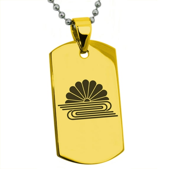 Stainless Steel Kusonoki Samurai Crest Engraved Dog Tag Pendant Necklace