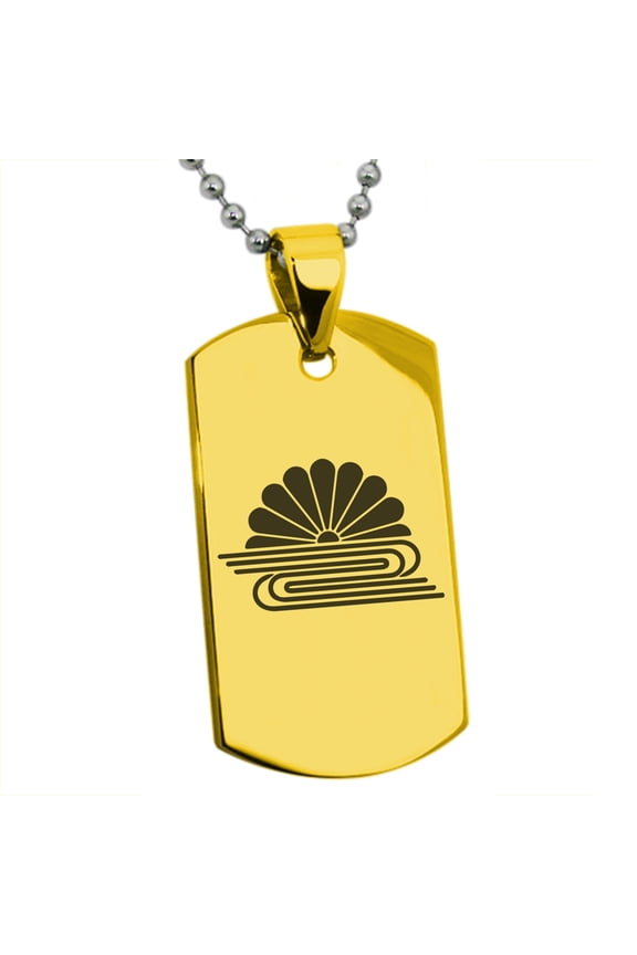 Stainless Steel Kusonoki Samurai Crest Engraved Dog Tag Pendant Necklace