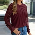 thumbnail image 3 of Hauaitttt Women Long Sleeve Shirt Cut Out Lace Top Business Casual Fall Fashion Clothing Knit Y 2k Shirt Casual Raglan Tee Phrasing Shirt Casual Women Summer Long Sleeve T Shirt Tee Ladies Tee Tops, 3 of 6